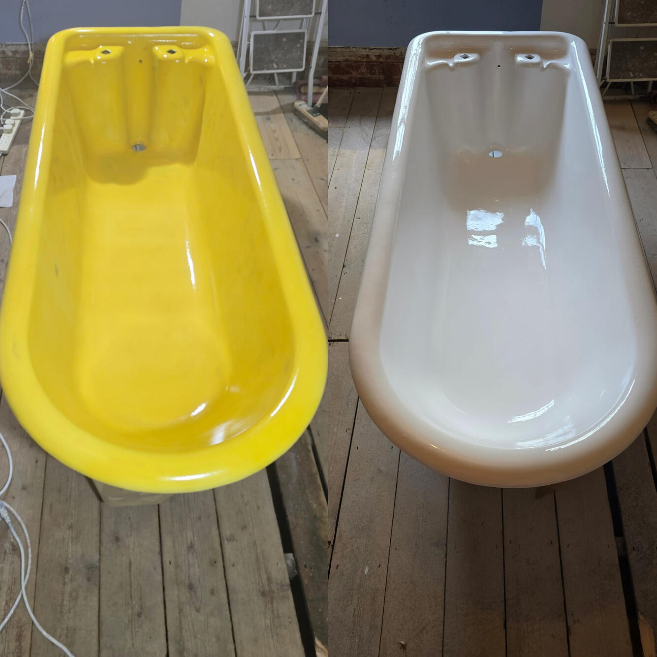 CAST IRON BATH RESURFACED OldBEFORE AND AFTER PHOTOS OF A CAST IRON ROLL TOP BATH RE-ENAMELLED IN St John's, Worcester